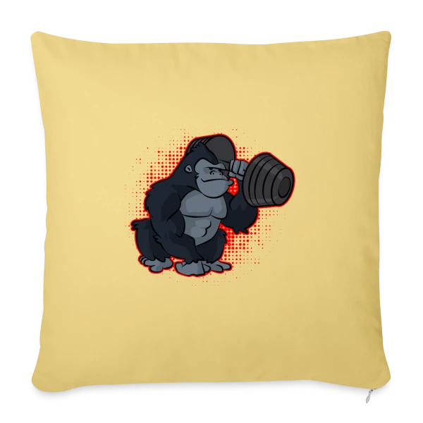 Gorille Musculation - Force et Humour sur Housse de coussin décorative 45 x 45 cm