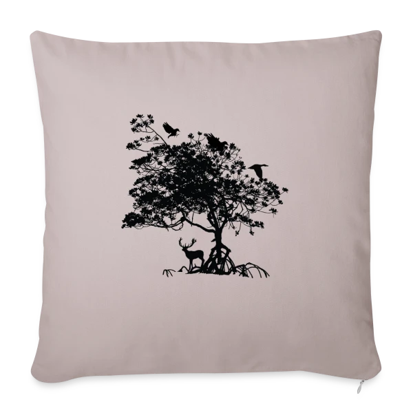 Arbre Sauvage et Animaux sur Housse de coussin décorative 45 x 45 cm