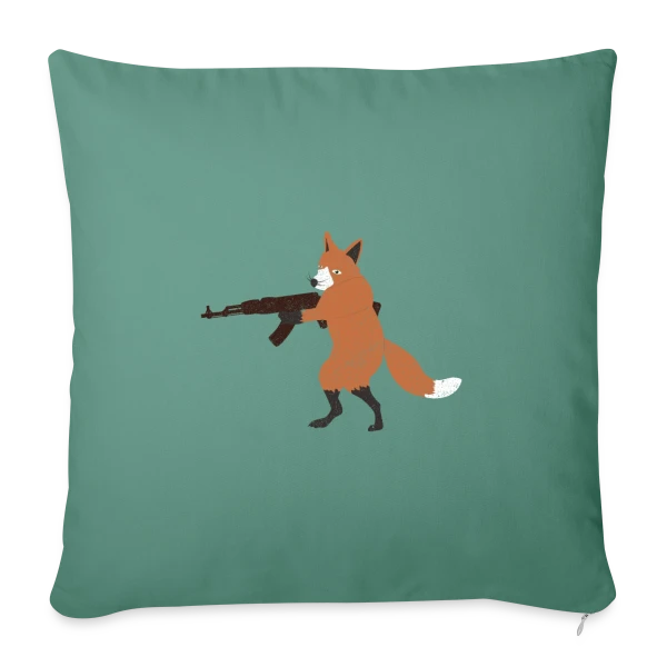 Renard Rebelle Armé sur Housse de coussin décorative 45 x 45 cm