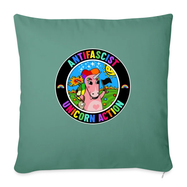 Licorne Antifasciste Rebelle sur Housse de coussin décorative 45 x 45 cm