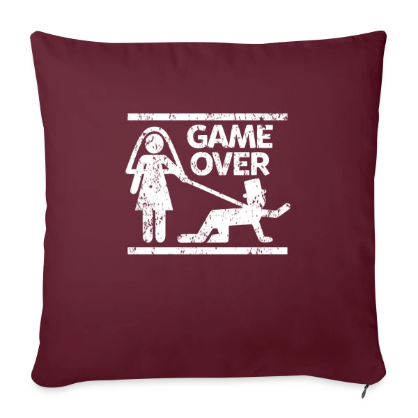 Mariage Game Over Humour sur Housse de coussin décorative 45 x 45 cm