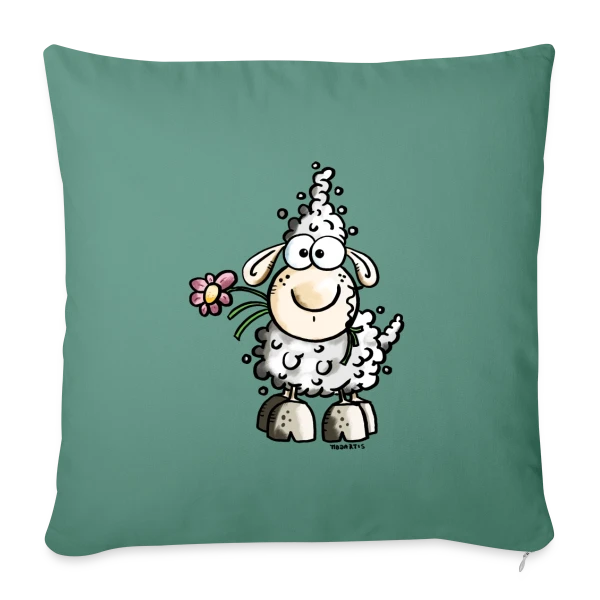 Adorable Mouton Gourmand - Fleur et Humour sur Housse de coussin décorative 45 x 45 cm