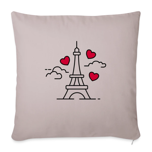 Tour Eiffel Cœurs Volants sur Housse de coussin décorative 45 x 45 cm