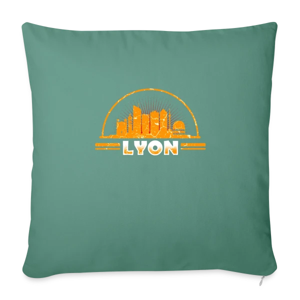 Lyon Skyline Vintage sur Housse de coussin décorative 45 x 45 cm