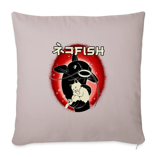 Amitié Insolite : Chat & Poisson-Chat sur Housse de coussin décorative 45 x 45 cm