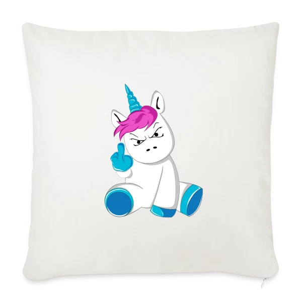 Licorne Furieuse Doigt d'Honneur sur Housse de coussin décorative 45 x 45 cm