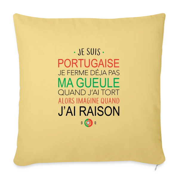 Portugaise : Ma Voix Compte, Toujours Raison ! sur Housse de coussin décorative 45 x 45 cm