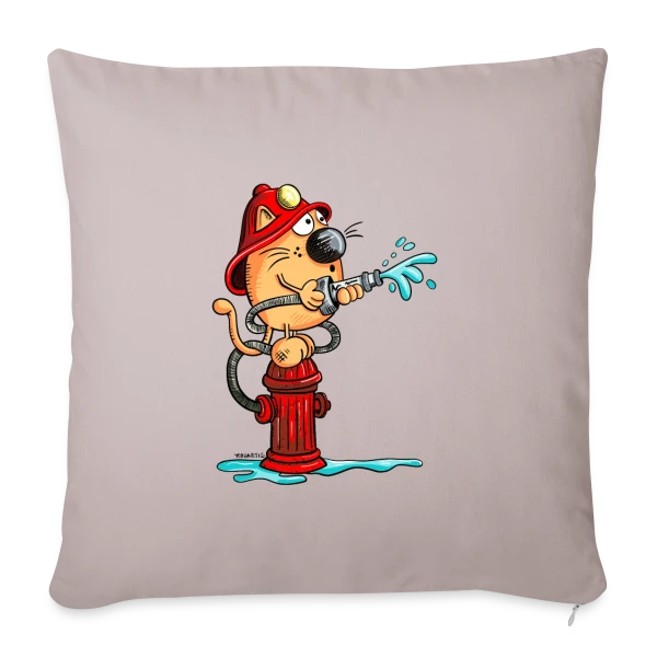 Le Chat Pompier Rigolo sur Housse de coussin décorative 45 x 45 cm