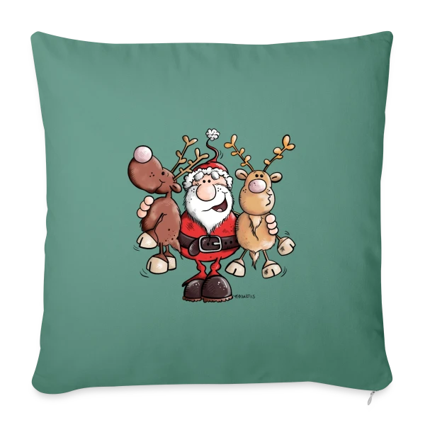 Le Père Noël Câline ses Rennes - Esprit de Noël sur Housse de coussin décorative 45 x 45 cm