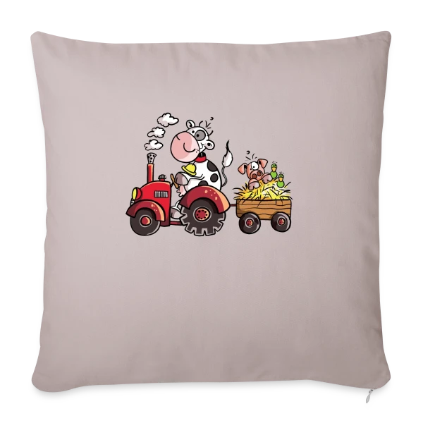 La Vache au Volant, le Cochon à Bord - T-shirt Agricole Fun sur Housse de coussin décorative 45 x 45 cm