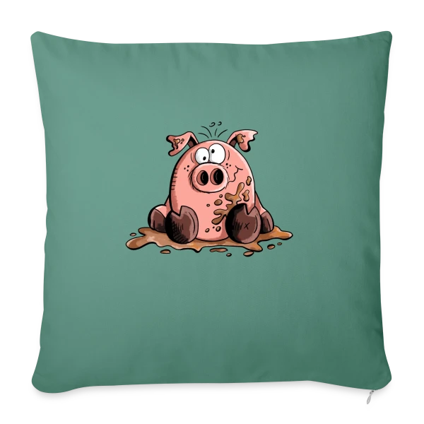 Cochon dans la boue - Animal de la ferme sur Housse de coussin décorative 45 x 45 cm
