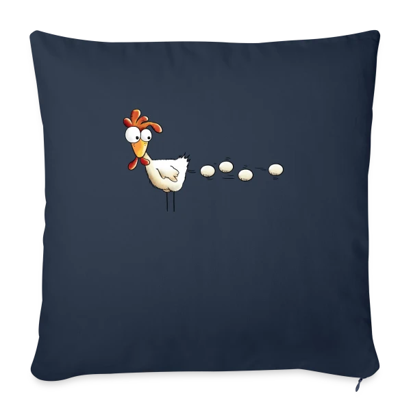 Attention, projectile poule ! Humour basse-cour sur Housse de coussin décorative 45 x 45 cm