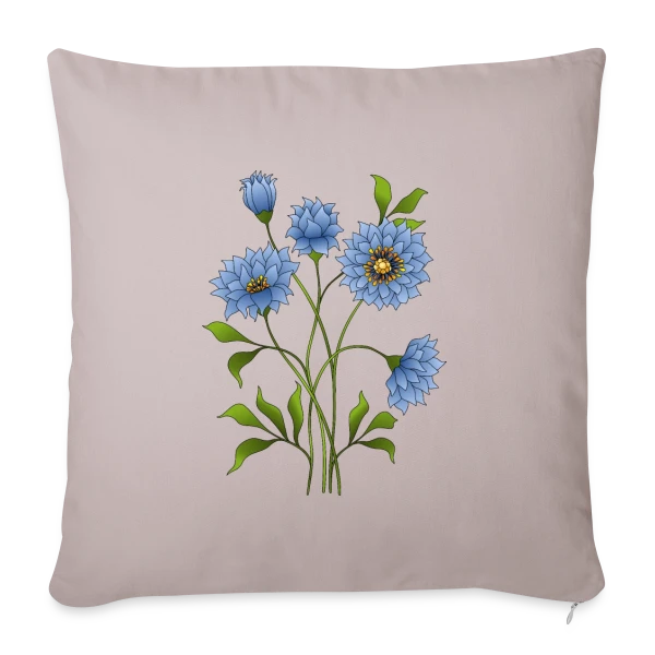 Éclat Floral Bleu sur Housse de coussin décorative 45 x 45 cm