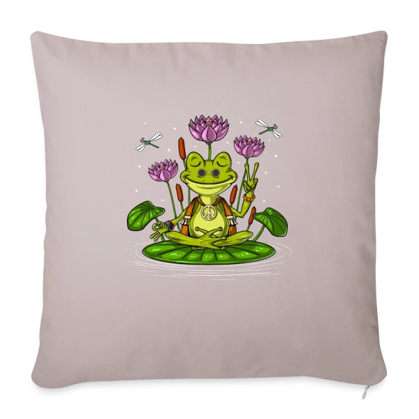 Grenouille Zen Hippie sur Housse de coussin décorative 45 x 45 cm