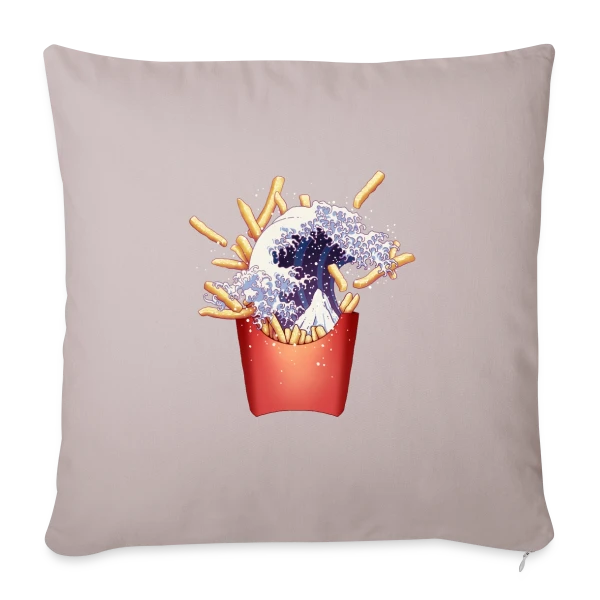 La Grande Vague de Kanagawa et Frites sur Housse de coussin décorative 45 x 45 cm