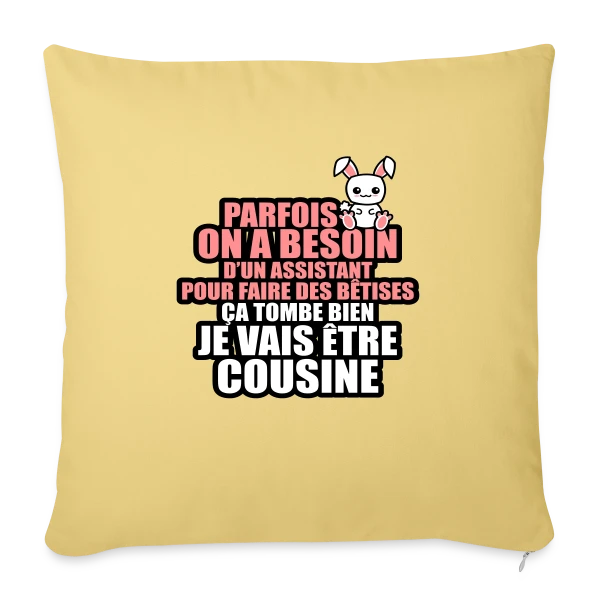 Humour Future Cousine : Besoin D'un Assistant Pour Bêtises sur Housse de coussin décorative 45 x 45 cm