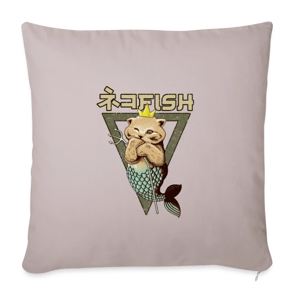 Chat Sirène sur Housse de coussin décorative 45 x 45 cm