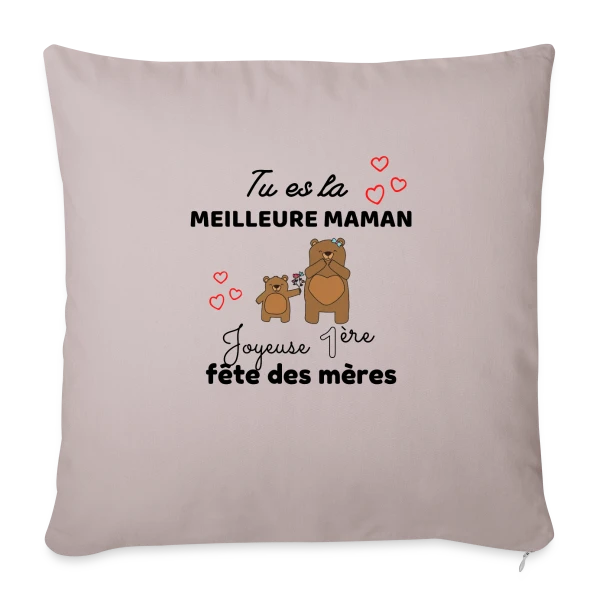Bébé Ma Première Fête des Mères : Meilleure Maman Ours sur Housse de coussin décorative 45 x 45 cm