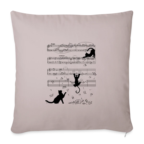 Chats Musiciens Partitions sur Housse de coussin décorative 45 x 45 cm