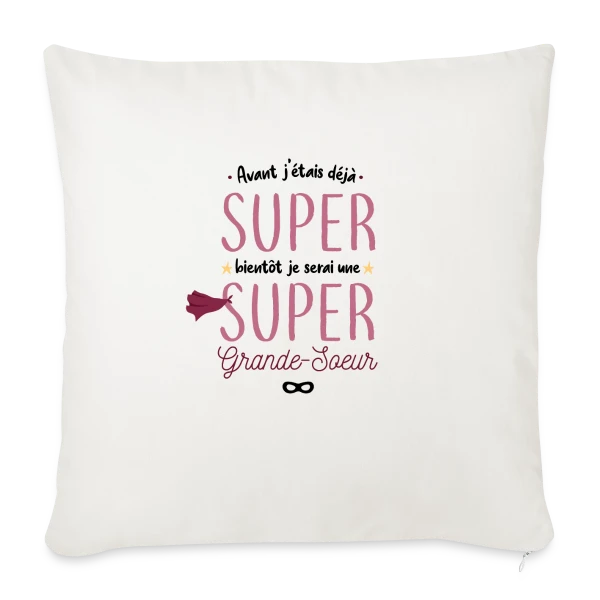 Bientôt Grande Sœur Super Héros sur Housse de coussin décorative 45 x 45 cm
