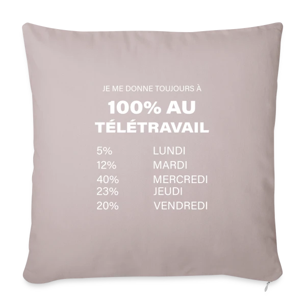 Télétravail J'Adore sur Housse de coussin décorative 45 x 45 cm