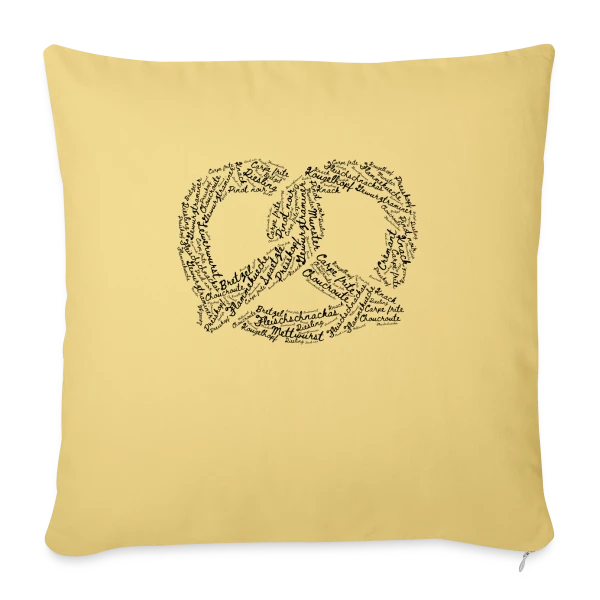 Brezel Mots Alsaciens Gourmands sur Housse de coussin décorative 45 x 45 cm