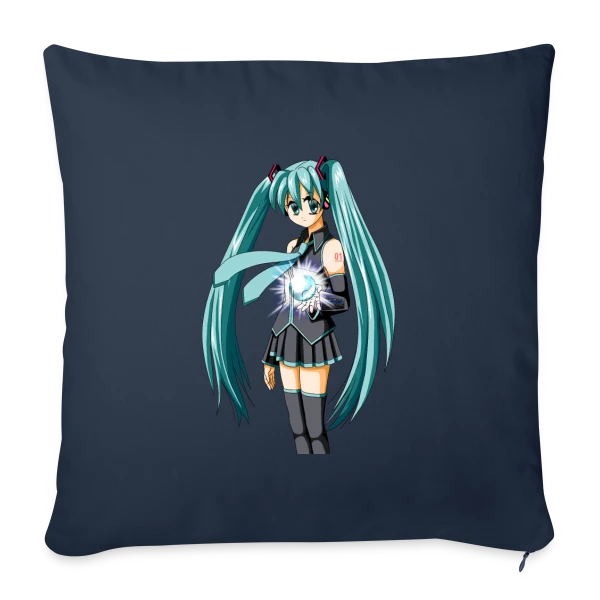 Miku Manga : Jolie Fille Style Anime Kawaii sur Housse de coussin décorative 45 x 45 cm