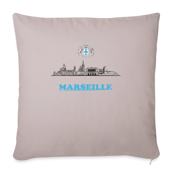 Blason et Skyline Marseille sur Housse de coussin décorative 45 x 45 cm