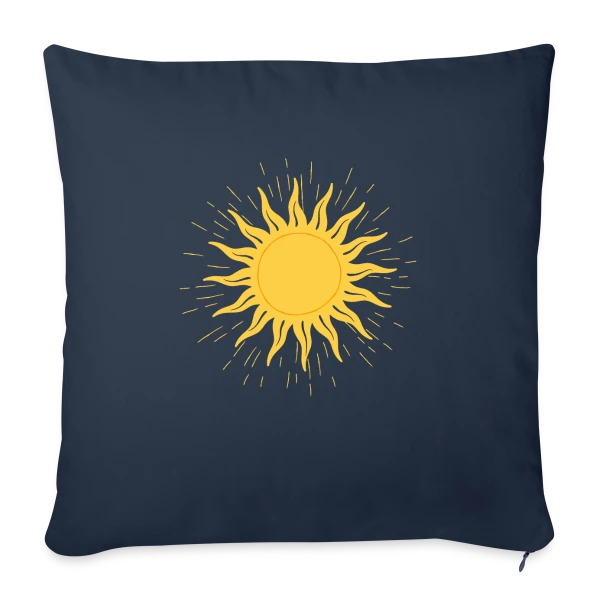 Dessin de Soleil Éclatant sur Housse de coussin décorative 45 x 45 cm