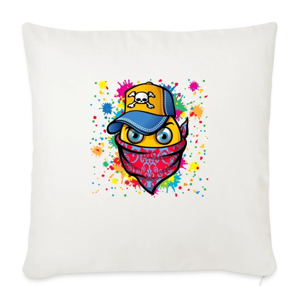 Masque Urbain et Graffitis sur Housse de coussin décorative 45 x 45 cm