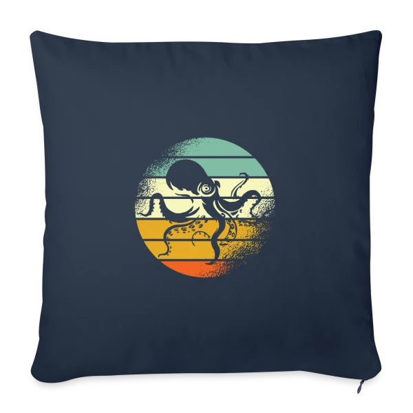 Pieuvre Rétro Océanique sur Housse de coussin décorative 45 x 45 cm