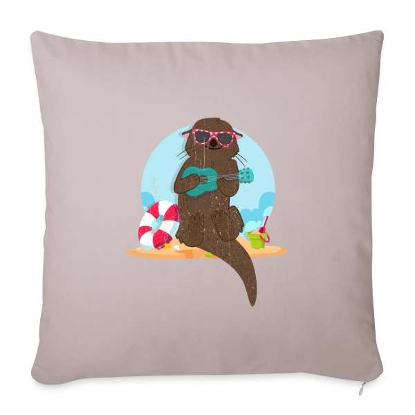 Loutre Musicienne Plage sur Housse de coussin décorative 45 x 45 cm