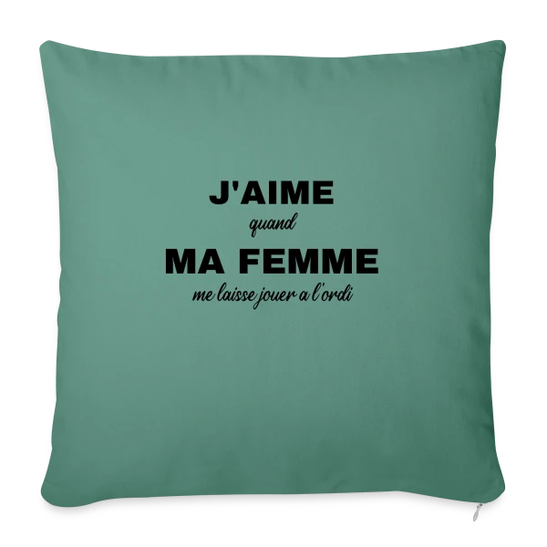 Ma Femme Me Laisse Jouer à l'Ordi : Humour Gamer sur Housse de coussin décorative 45 x 45 cm