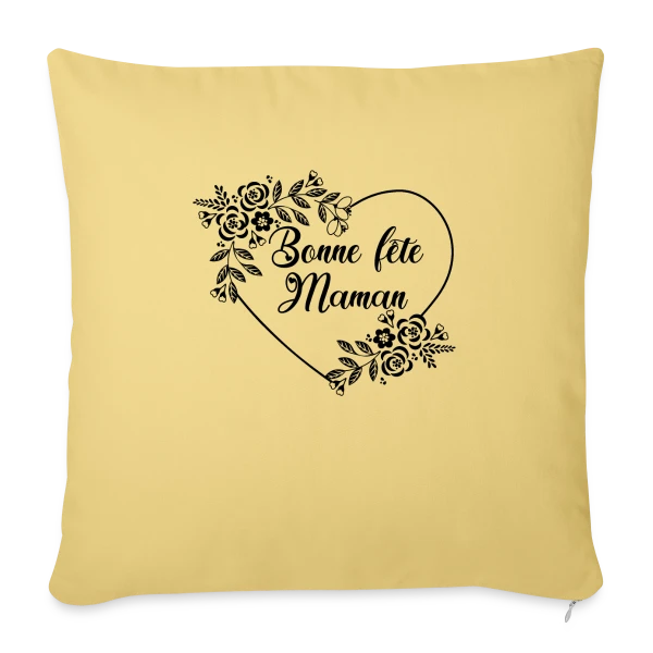 Bonne Fête Maman : Cœur Fleuri Éternel sur Housse de coussin décorative 45 x 45 cm