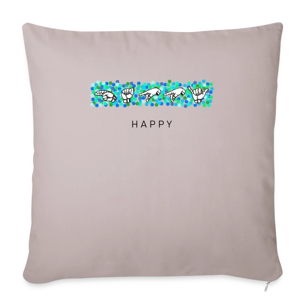 Bonheur en Langue des Signes sur Housse de coussin décorative 45 x 45 cm