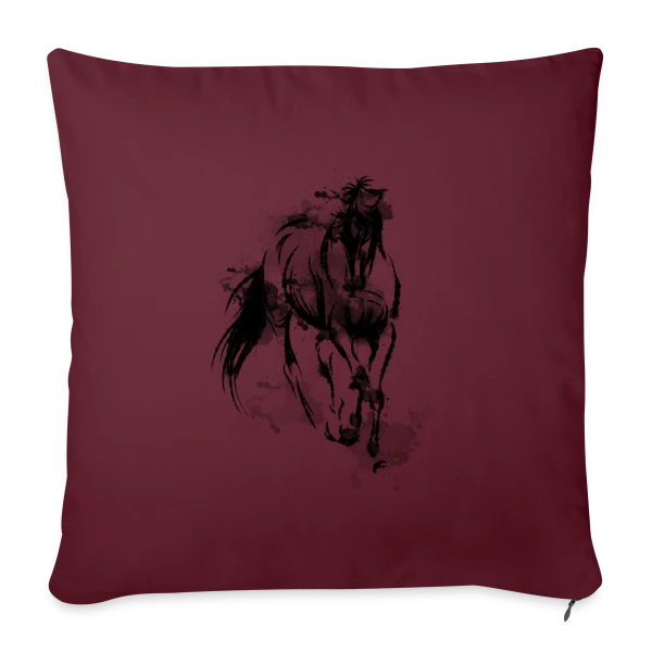 Cheval Galop Aquarelle sur Housse de coussin décorative 45 x 45 cm