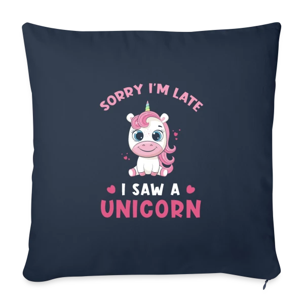 Licorne Mignonne en Retard sur Housse de coussin décorative 45 x 45 cm