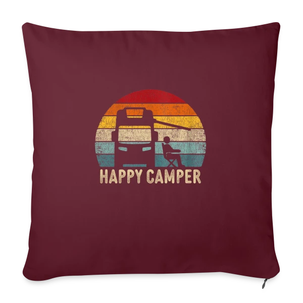 Campeur Rétro en Van sur Housse de coussin décorative 45 x 45 cm