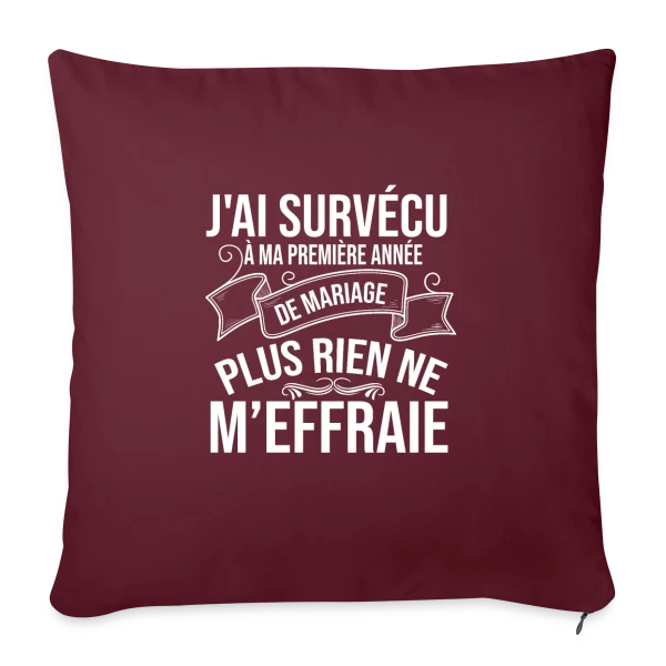 1 An de Mariage - J'ai Survécu ! Humour Couple sur Housse de coussin décorative 45 x 45 cm