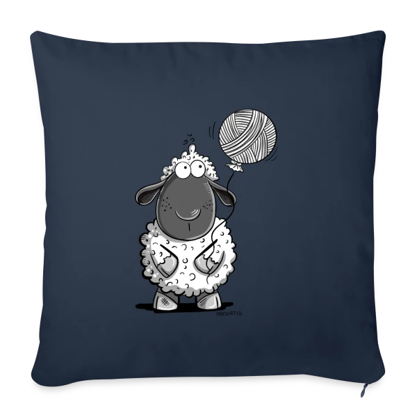 Mouton Loufoque et son Ballon de Laine sur Housse de coussin décorative 45 x 45 cm