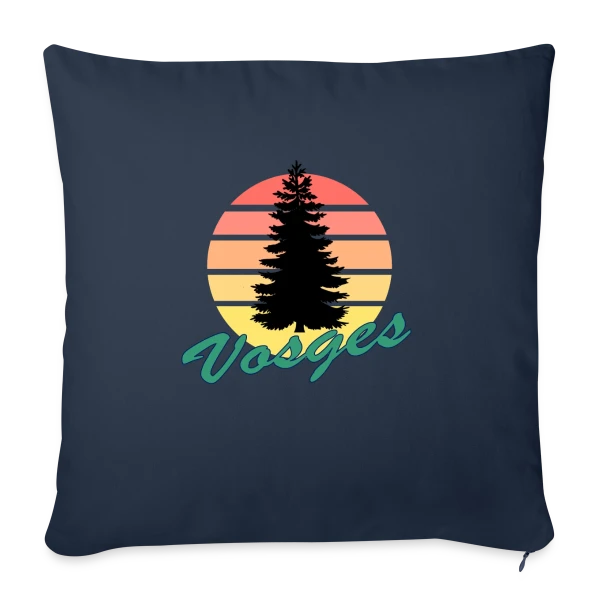 Vosges : Sapin au Coucher de Soleil Vintage sur Housse de coussin décorative 45 x 45 cm