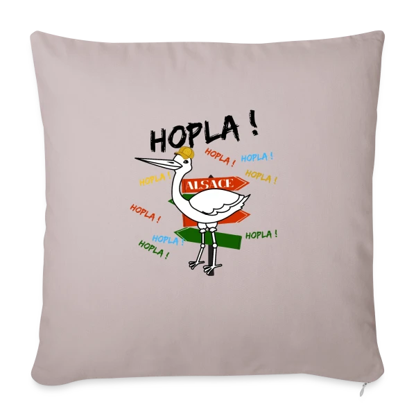 Cigogne Hopla Alsace sur Housse de coussin décorative 45 x 45 cm