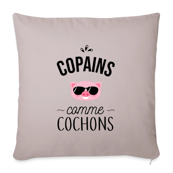 Copains comme Cochons - Duo d'Amis sur Housse de coussin décorative 45 x 45 cm