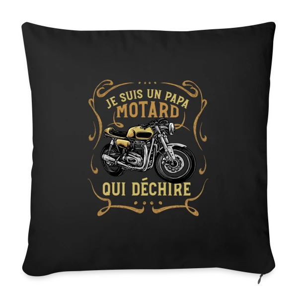 Papa Motard Qui Déchire - Cadeau Humour Moto sur Housse de coussin décorative 45 x 45 cm