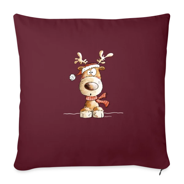 Renne de Noël Rigolo Ho Ho Ho ! sur Housse de coussin décorative 45 x 45 cm
