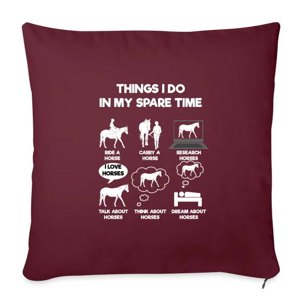 Mes Passions : Écran et Chevaux sur Housse de coussin décorative 45 x 45 cm