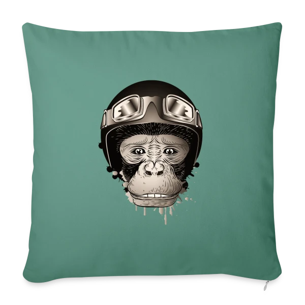 Chimpanzé Motard Rétro – L'Aventure à Deux Roues sur Housse de coussin décorative 45 x 45 cm