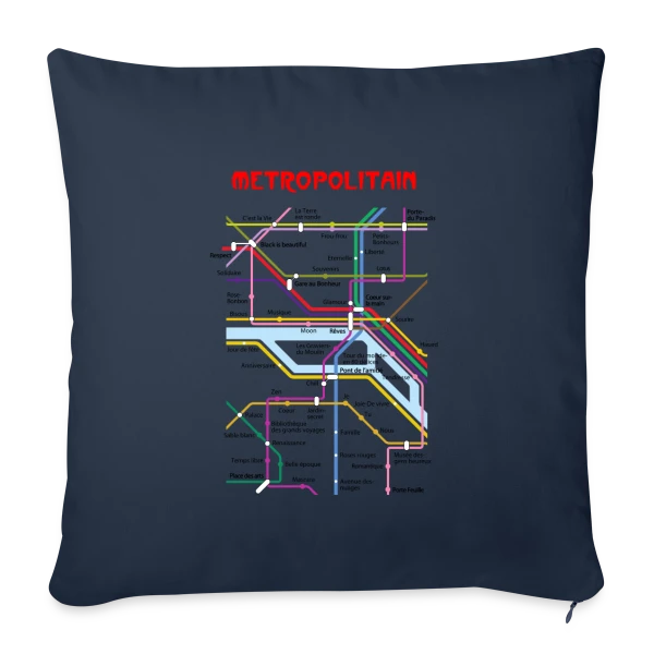 Métro Parisien Poétique sur Housse de coussin décorative 45 x 45 cm