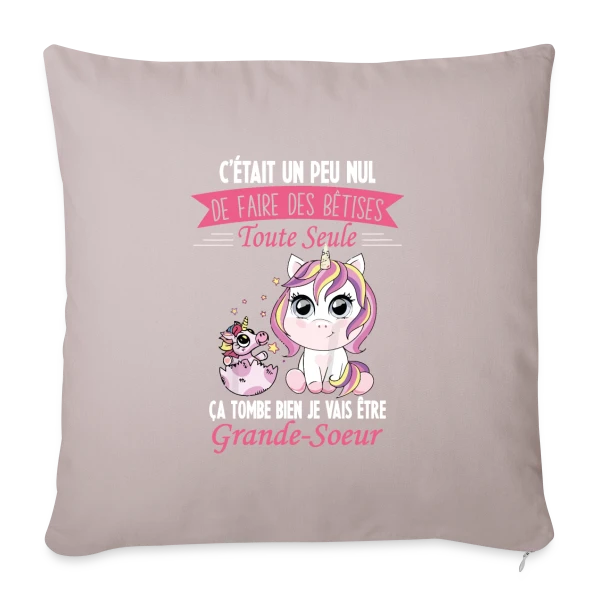 Future Grande Sœur Licorne sur Housse de coussin décorative 45 x 45 cm