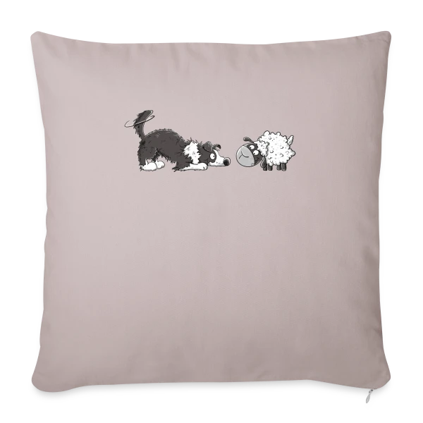 Border Collie et son Mouton Rigolo - Humour Chien sur Housse de coussin décorative 45 x 45 cm